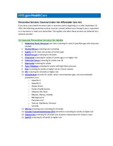Microsoft Word - Preventive Services covered under ACA