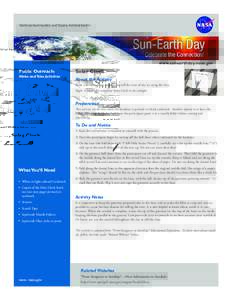 National Aeronautics and Space Administration  www.sunearthday.nasa.gov Public Outreach: Make and Take Activities