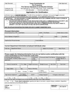 TCFP-002 Application for Certification