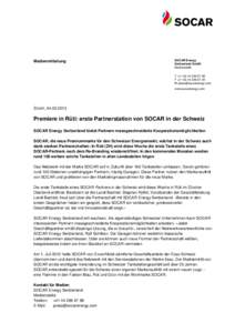 Premiere in Rüti: erste Partnerstation von SOCAR in der Schweiz