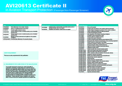 AVI20613 Certificate II  in Aviation Transport Protection (Passenger/Non-Passenger Screener) Core AVIG2002B