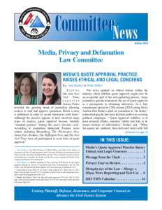 CommitteeNews  Winter 2013 Media, Privacy and Defamation Law Committee