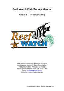 Reef Watch Fish Survey Manual Version 5 (4th January, Reef Watch Community Monitoring Program
