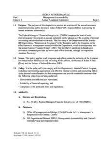 INDIAN AFFAIRS MANUAL Management Accountability Annual Assurance Statements Part 5 Chapter 3