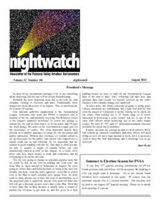 Volume 32 Number 08  nightwatch August 2012