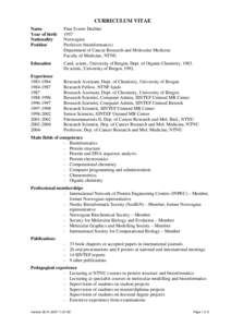 CURRICULUM VITAE Name Year of birth Nationality Position
