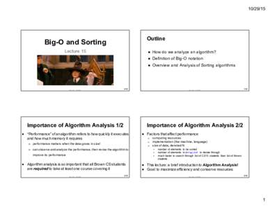 Outline Big-­O  and  Sorting Lecture   15