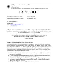 Fact Sheet for the Re-Proposed Draft NPDES Permit for Oil and Gas Geotechnical Surveys and Related Activities in Federal Waters of the Beaufort and Chuckchi Seas