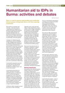 FMR 30  Burma’s displaced people Humanitarian aid to IDPs in Burma: activities and debates