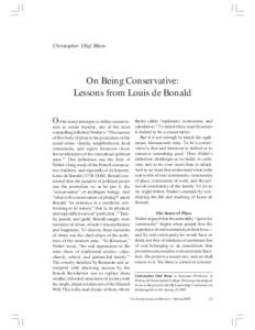 On Being Conservative by Christopher Olaf Blum  Christopher Olaf Blum