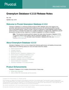 RELEASE NOTES  Greenplum DatabaseRelease Notes Rev: A02 Updated: April, 2015