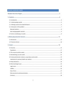 SUICIDE OVERVIEW PAPER  Suicide Overview Paper ............................................................................................................................. 1 1. Context...................................