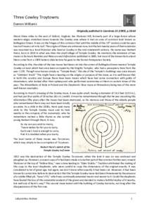 Three Cowley Troytowns Damon Williams Originally published in Caerdroia), pAbout three miles to the east of Oxford, England, lies Shotover Hill, formerly part of a large forest whose western edges stretch