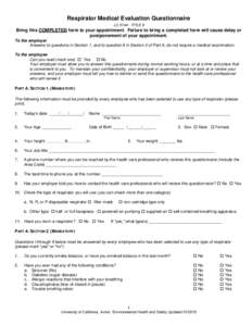 Respirator Medical Evaluation Questionnaire
