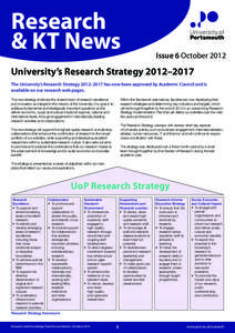 Research & KT News Issue 6 OctoberUniversity’s Research Strategy 2012–2017