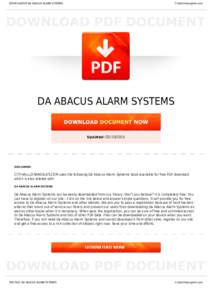 BOOKS ABOUT DA ABACUS ALARM SYSTEMS  Cityhalllosangeles.com DA ABACUS ALARM SYSTEMS