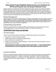 Guidelines for Off-Forest Stewardship Eligibility Stewardship Project Eligibility Requirements and Guidelines for Off-Forest Projects near the Siuslaw National Forest
