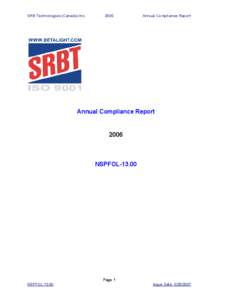 SRB Technologies (Canada) IncAnnual Compliance Report