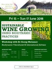 Fri 15 – Sun 17 June 2018 Natural Wines – from the Vineyard to the Cellar SUSTAINABLE  WINE GROWING