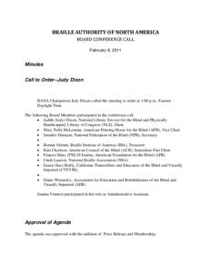 Braille Authority of North America  Agenda February 8, [removed]P