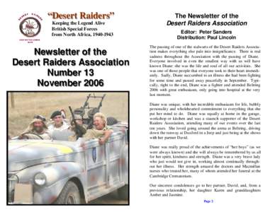 “Desert Raiders” Keeping the Legend Alive British Special Forces from North Africa, [removed]Newsletter of the