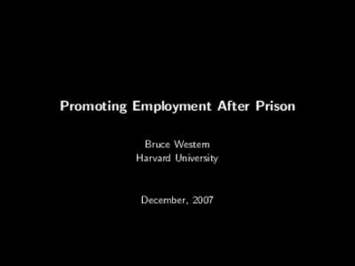 Promoting Employment After Prison