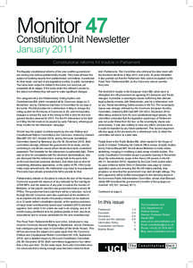 Monitor 47 Constitution Unit Newsletter January[removed]Constitutional reforms hit trouble in Parliament