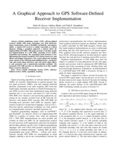 A Graphical Approach to GPS Software-Defined Receiver Implementation Zaher M. Kassas, Jahshan Bhatti, and Todd E. Humphreys Radionavigation Laboratory, Wireless Networking and Communications Group The University of Texas
