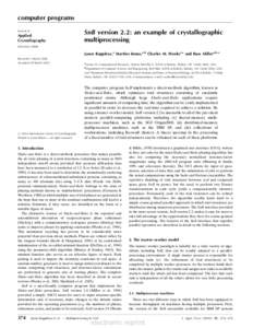 computer programs SnB version 2.2: an example of crystallographic multiprocessing Journal of