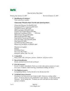 BioPAL Material Safety Data Sheet Printing date January 22, 2007 Reviewed January 27, 2007