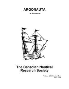 ARGONAUTA The Newsletter of The Canadian Nautical Research Society Volume XXV Number Two