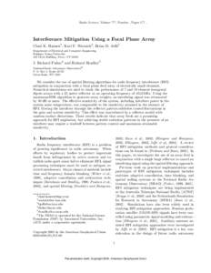 Radio Science, Volume ???, Number , Pages 1?? ,  Interference Mitigation Using a Focal Plane Array Chad K. Hansen1, Karl F. Warnick2, Brian D. Jeffs3 Department of Electrical and Computer Engineering Brigham Young Univer