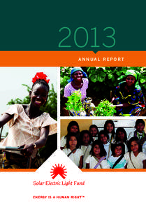 2013 ANNUAL REPORT ENERGY IS A HUMAN RIGHT TM  Whole Village Development Model