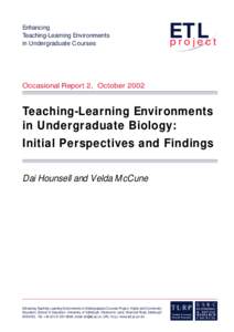 Enhancing Teaching-Learning Environments in Undergraduate Courses ETL project