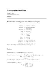 Trigonometry Cheat-Sheet Adrian F. Clark  2011–12  Relationships involving sums and differences of angles