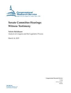 Senate Committee Hearings: Witness Testimony