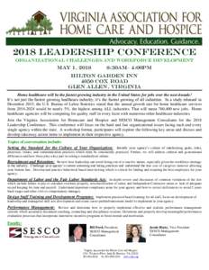 2018 Leadership Conference organizational challenges and Workforce Development May 1, :30am– 4:00pm