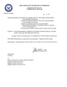 THE ASSIST ANT SECRETARY OF DEFENSE 1200 DEFENSE PENTAGON WASHINGTON, DC[removed]HEALTH AFFAIRS