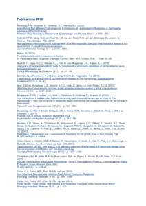 Publications 2010 Aarestrup, F.M.; Hasman, H.; Veldman, K.T.; Mevius, D.Jevaluation of Eigh different Cephalosporins for Detection of Cephalosporin Resistance in Salmonella enterica and Escherichia coli Microbia