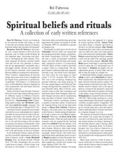Iti Fabussa  Spiritual beliefs and rituals A collection of early written references  Dear Iti Fabvssa: Could you elaborate