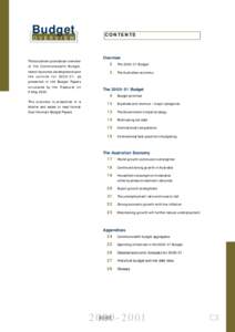 Budget OVERVIEW This document provides an overview of the Commonwealth Budget, recent economic developments and the outlook for[removed], as