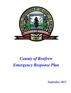 County of Renfrew Emergency Response Plan September 2013  Table of Contents