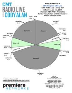 PROGRAM CLOCK XDS Program: CMT Live CMT Radio Live w/ Cody Alan Effective: Jan 1st, 2014 Premiere XDS PRO4-P Satellite CMTID