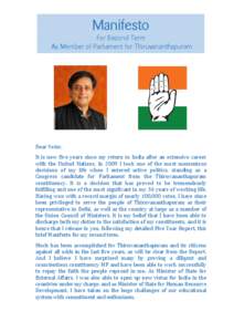Microsoft Word - Manifesto for my Second Term as Member of Parliament for Thiruvananthapuram (Repaired)