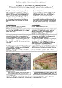 Earthlearningidea – http//:www.earthlearningidea.com  Questions for any rock face 5: sedimentary grains What questions about sedimentary grains might be asked at any rock exposure? The ELI* series of ‘Questions for a