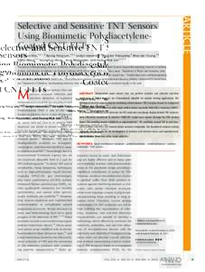 ARTICLE  Selective and Sensitive TNT Sensors Using Biomimetic PolydiacetyleneCoated CNT-FETs )