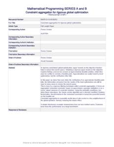 Mathematical Programming SERIES A and B Constraint aggregation for rigorous global optimization --Manuscript Draft-Manuscript Number: MAPR-D-14-00182R2