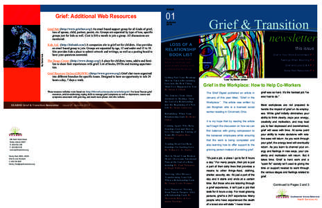 ISSUE  Grief: Additional Web Resources 01