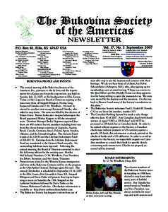 The Bukovina Society of the Americas NEWSLETTER Vol. 17, No. 3 September[removed]P.O. Box 81, Ellis, KS[removed]USA