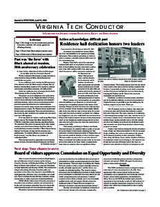Special to SPECTRUM, April 18, 2003  Virginia Tech Conductor A GUIDE FOR OUR JOURNEY TOWARD EXCELLENCE, EQUITY AND EFFECTIVENESS In this issue Page 2: The charge to the new commission and how